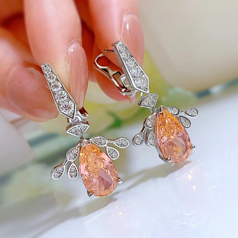 [SNIFFLER] Fresh Ripe Peach -- 925 Sterling Silver High Carbon Diamond Earrings