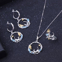 [SNIFFLER] Topaz Kitten -- 925 Sterling Silver Swiss Blue Topaz Jewelry