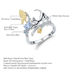 [SNIFFLER] Topaz Kitten -- 925 Sterling Silver Swiss Blue Topaz Jewelry