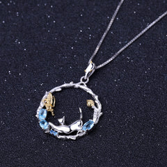 [SNIFFLER] Topaz Kitten -- 925 Sterling Silver Swiss Blue Topaz Jewelry